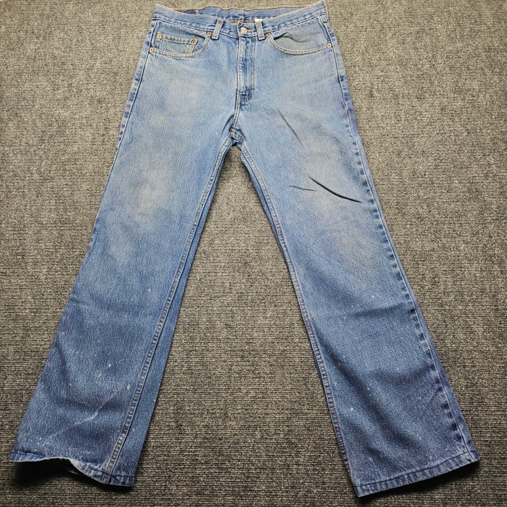 Levis 517 Bootcut Jeans Mens 32x32 Blue Denim Medium Wash Paint Splatter